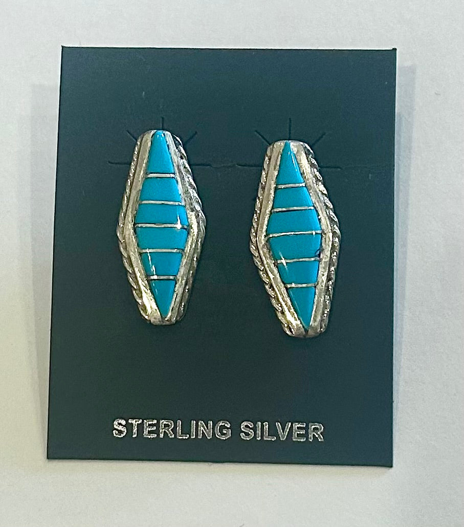 Diamond Shape Turquoise Silver Studs