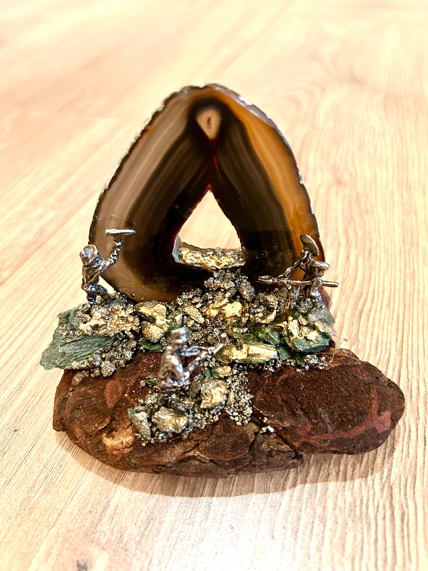 Agate Miners on Pyrite Sculpture
