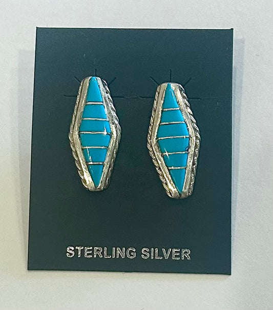 Diamond Shape Turquoise Silver Studs