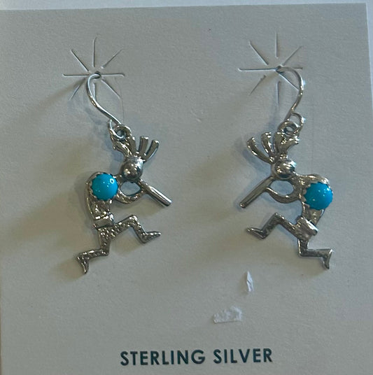 Man Playing Instrument Silver Earrings