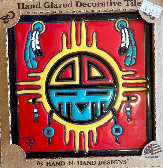 Red Symbolic Hand Glazed Decorative Tile